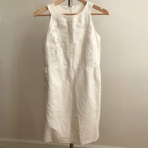 White Ann Taylor Loft Sheath Patterned Dress